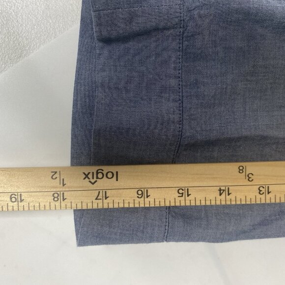 J Jill Chambray Tunic Top Womens L Blue Cotton Button Up Roll Tab Sleeves - Picture 8 of 9